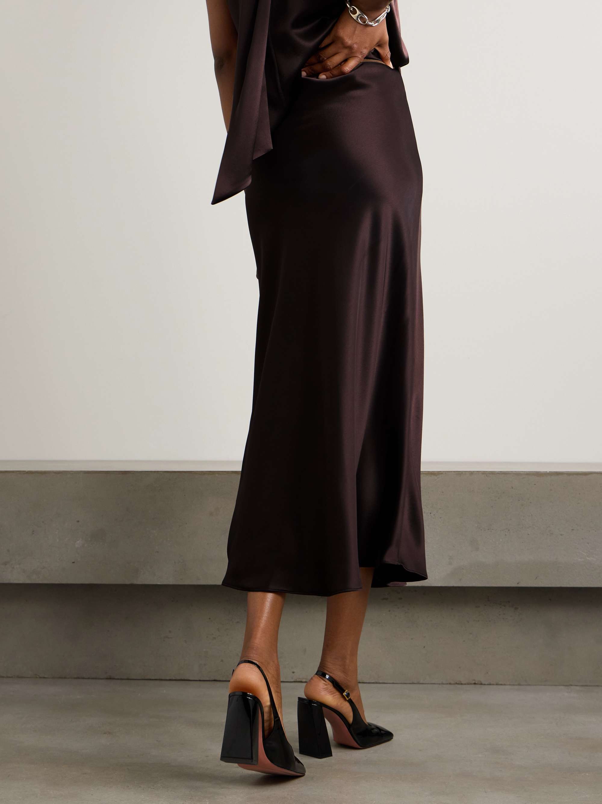 GALVAN Valletta satin midi skirt