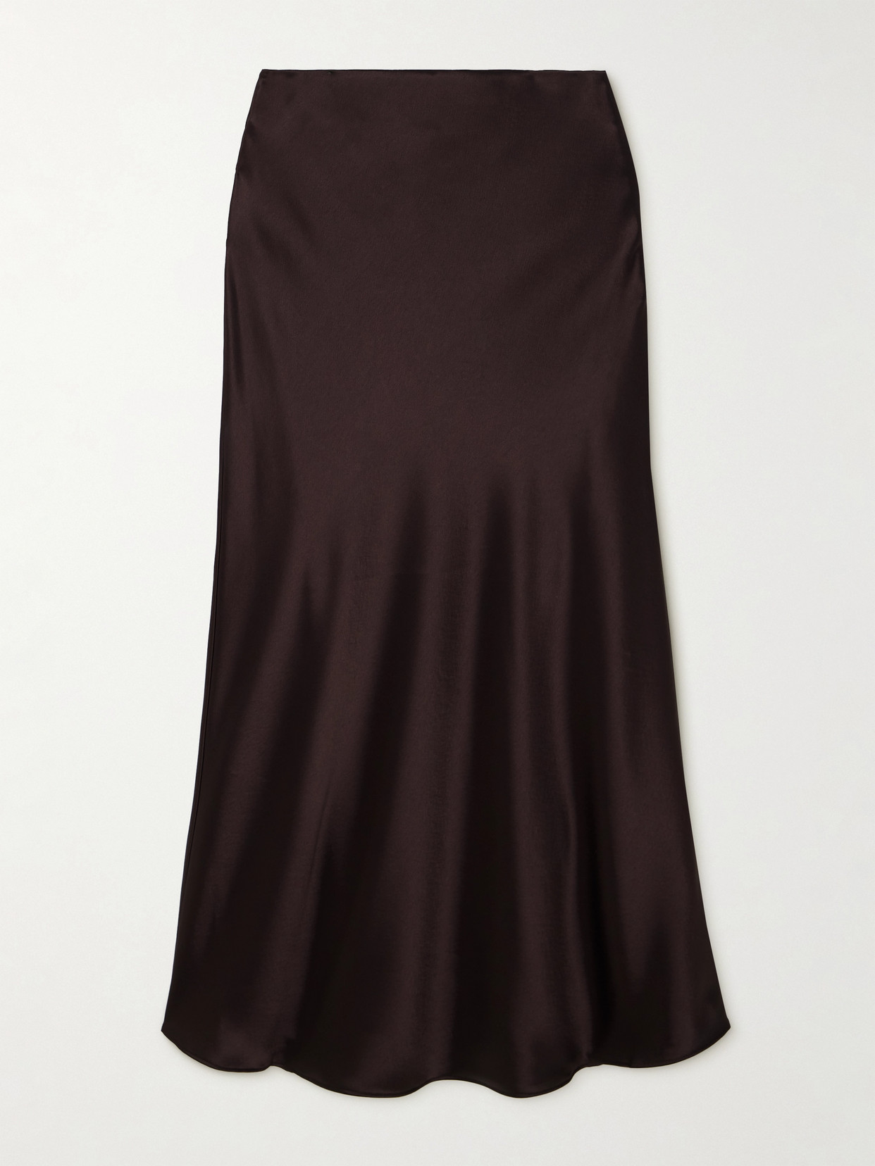 Galvan - Valletta Draped Satin Midi Skirt - Brown