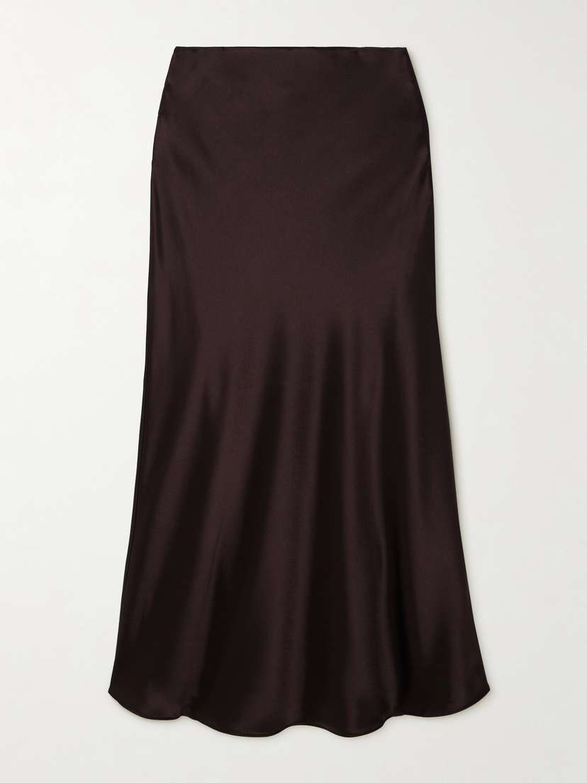 Galvan Valletta Draped Satin Midi Skirt