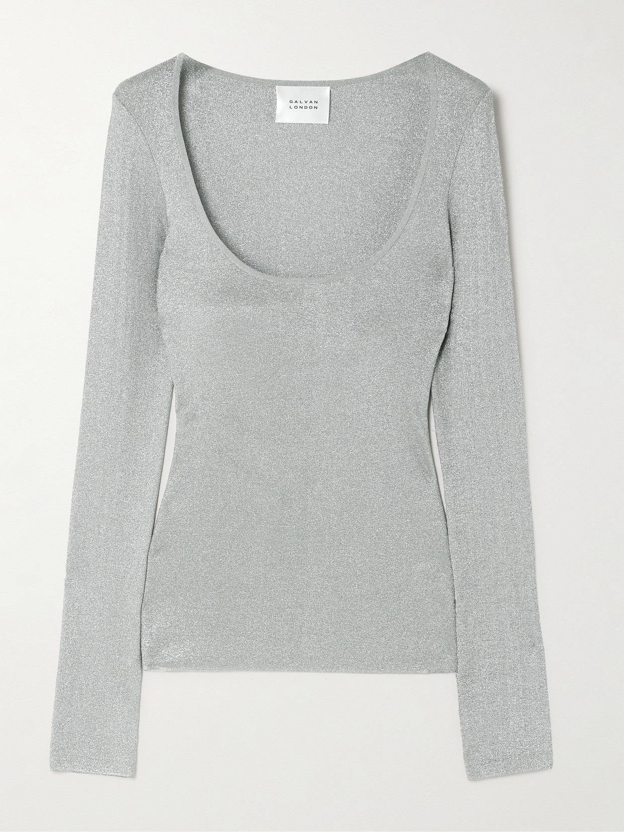 Galvan Corte Metallic Knitted Top In Silver