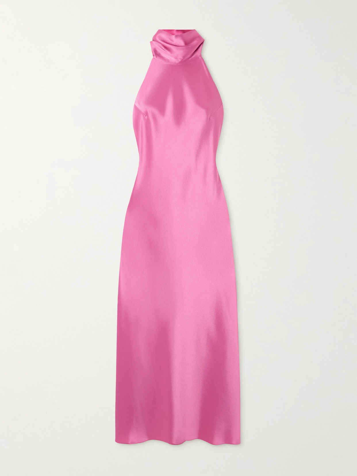 Galvan Sienna Satin Midi Dress In Pink