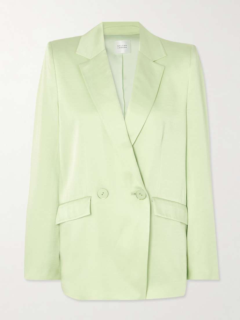 Galvan Boyfriend Double-breasted Satin Blazer