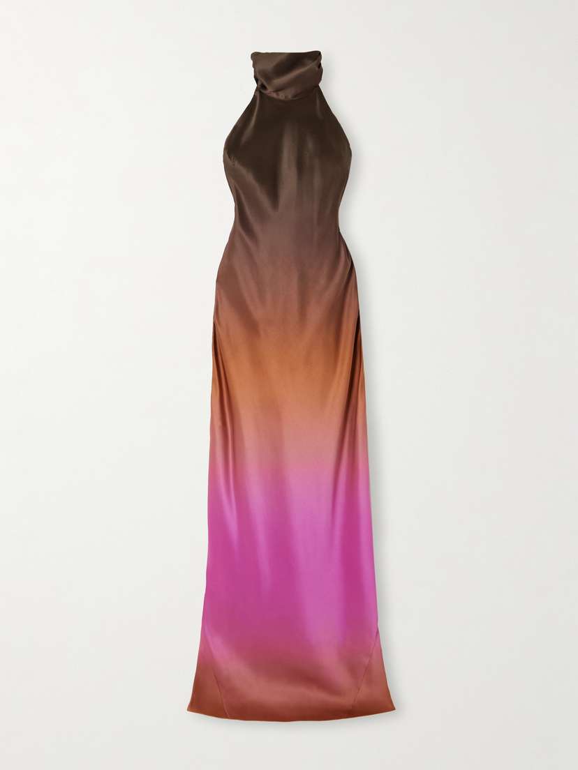 Galvan Sienna Satin Halterneck Gown