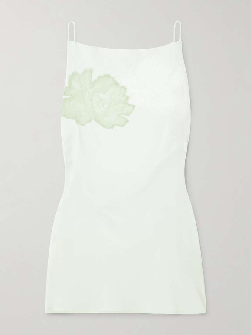 Faithfull Biarritz Tie-detailed Open-back Lace-trimmed Silk Crepe De Chine Top