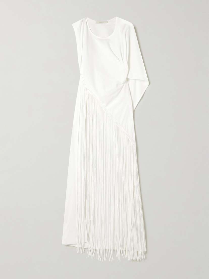 Faithfull Maceio Asymmetric Braided Fringed Cotton-jersey Dress