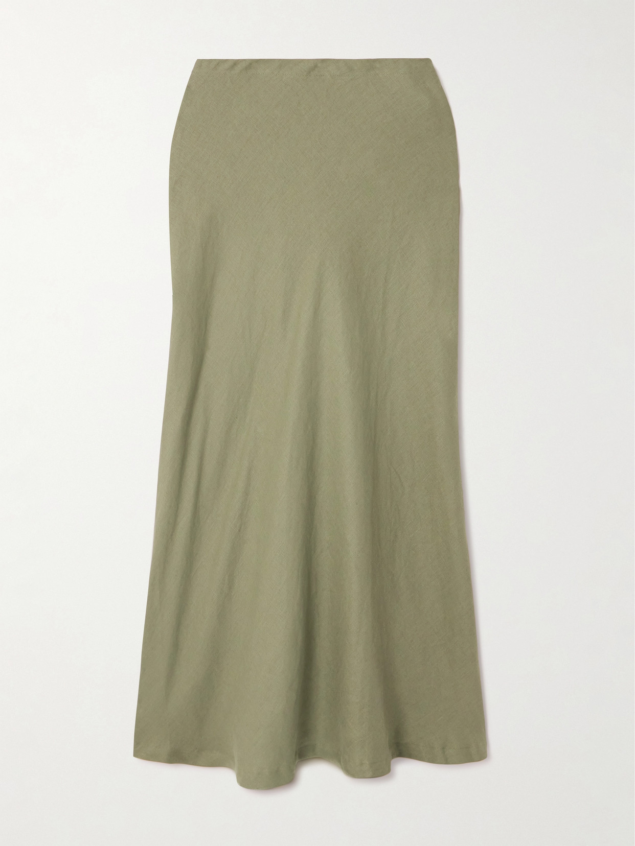 Faithfull Antibes Linen Maxi Skirt In Green