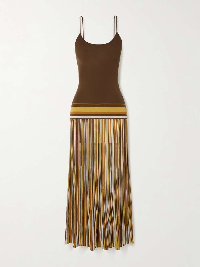 Faithfull Citara Open-back Striped Ribbed-knit Cotton-blend Maxi Dress - xx large