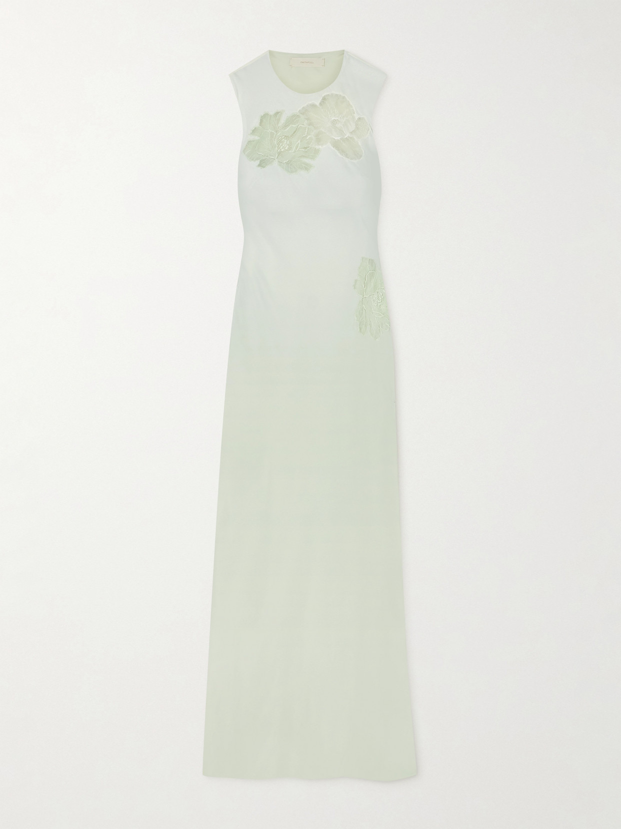 Faithfull Biarritz Lace-trimmed Silk-crepe Maxi Dress In Off-white