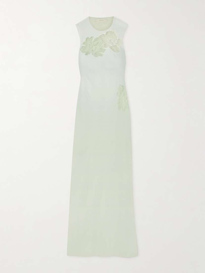 Faithfull Biarritz Lace-trimmed Silk Crepe De Chine Maxi Dress