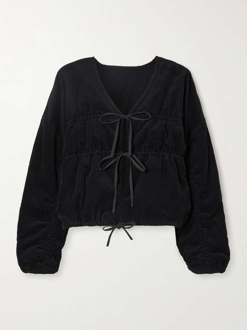 Deiji Studios Reversible Tie-front Quilted Organic Cotton-corduroy Jacket