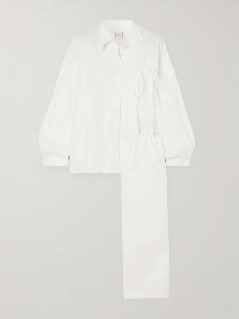 Deiji Studios Tie-front Linen Pajama Set