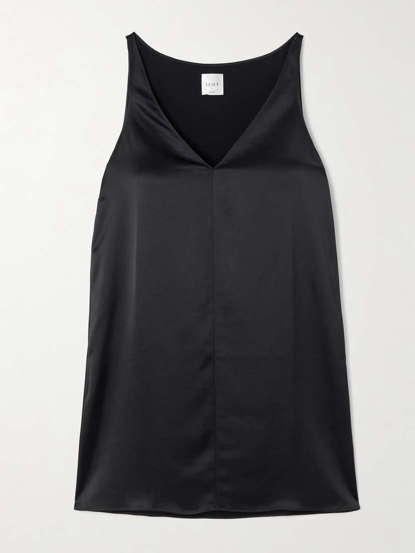 LESET Barb V Satin Mini Dress