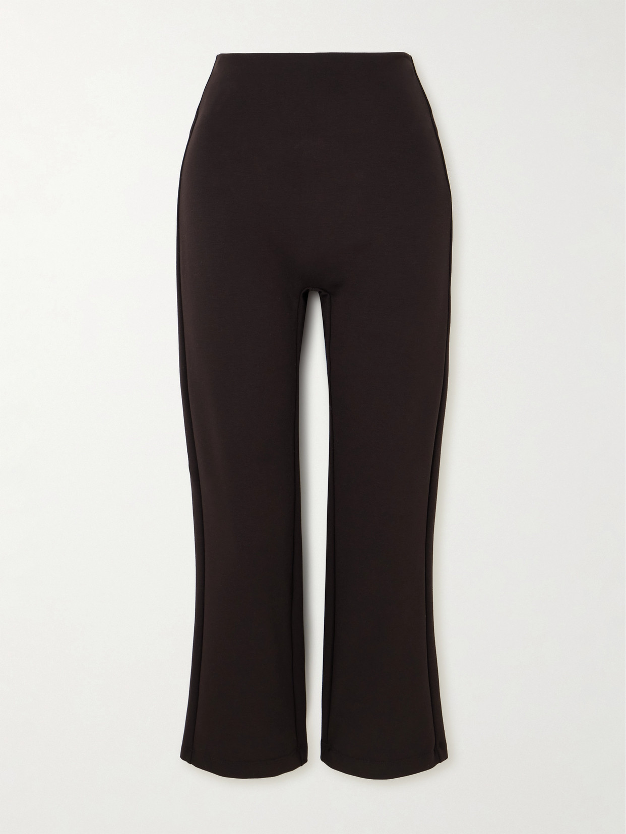 LESET - Rio Cropped Stretch-ponte Flared Pants - Brown