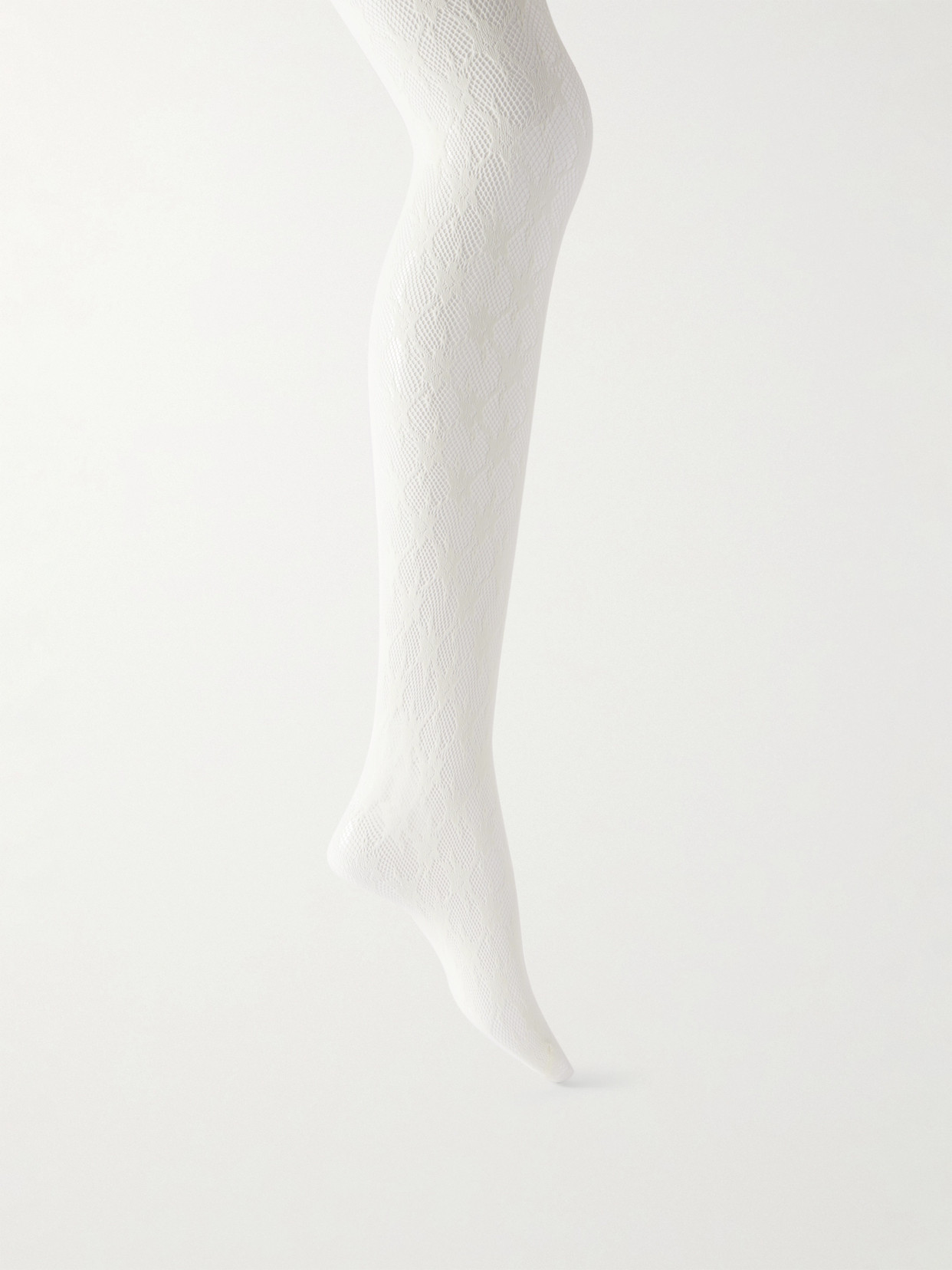 Wolford Rose Fishnet Tights In Ecru