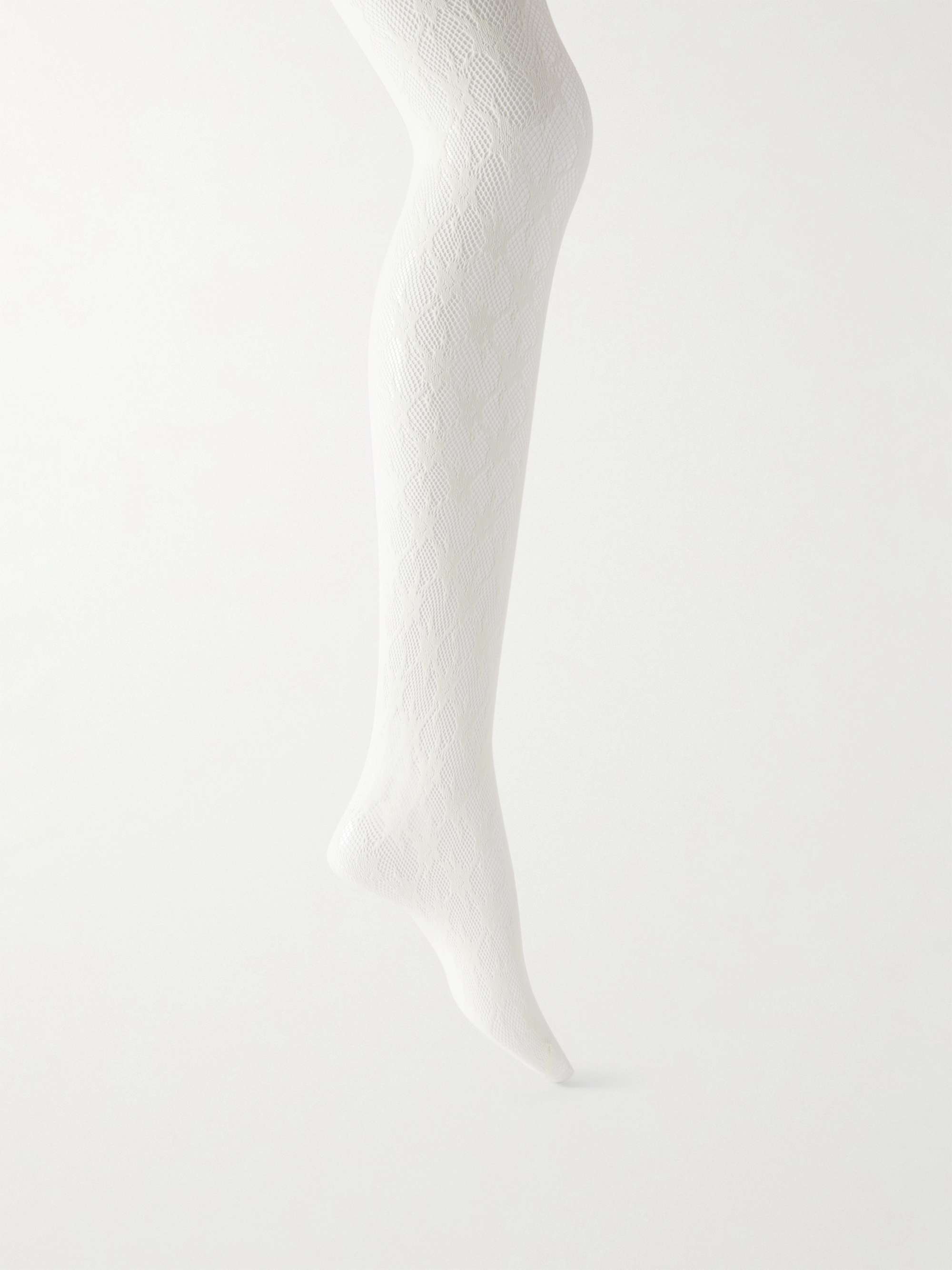Rose fishnet tights ecru x small