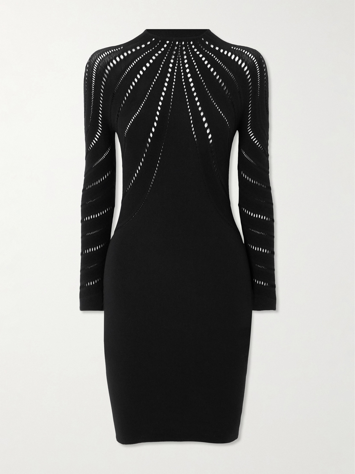 Wolford - Perforated Stretch Wool-blend Mini Dress - Black