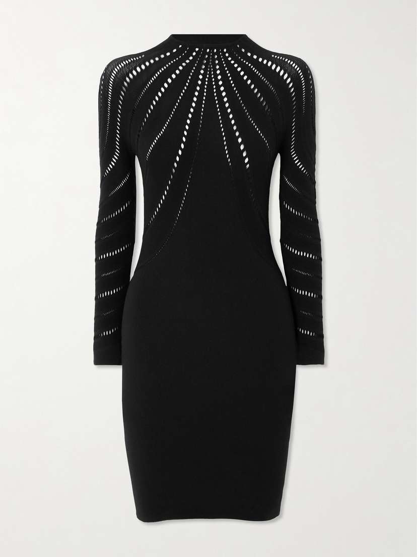 Wolford Perforated Stretch Wool-blend Mini Dress