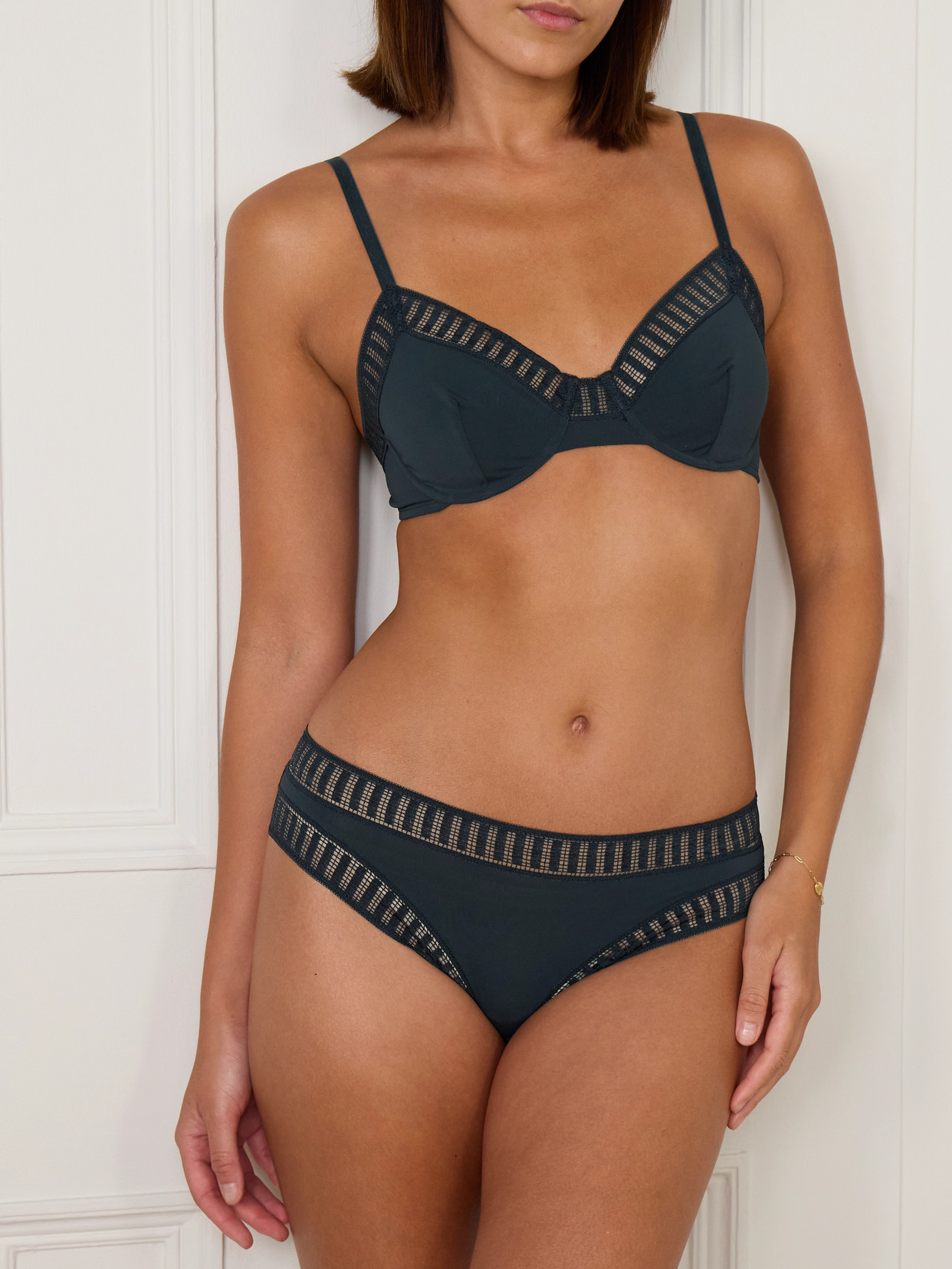 Eres Jacky Lace-trimmed Stretch-jersey Briefs In Blue