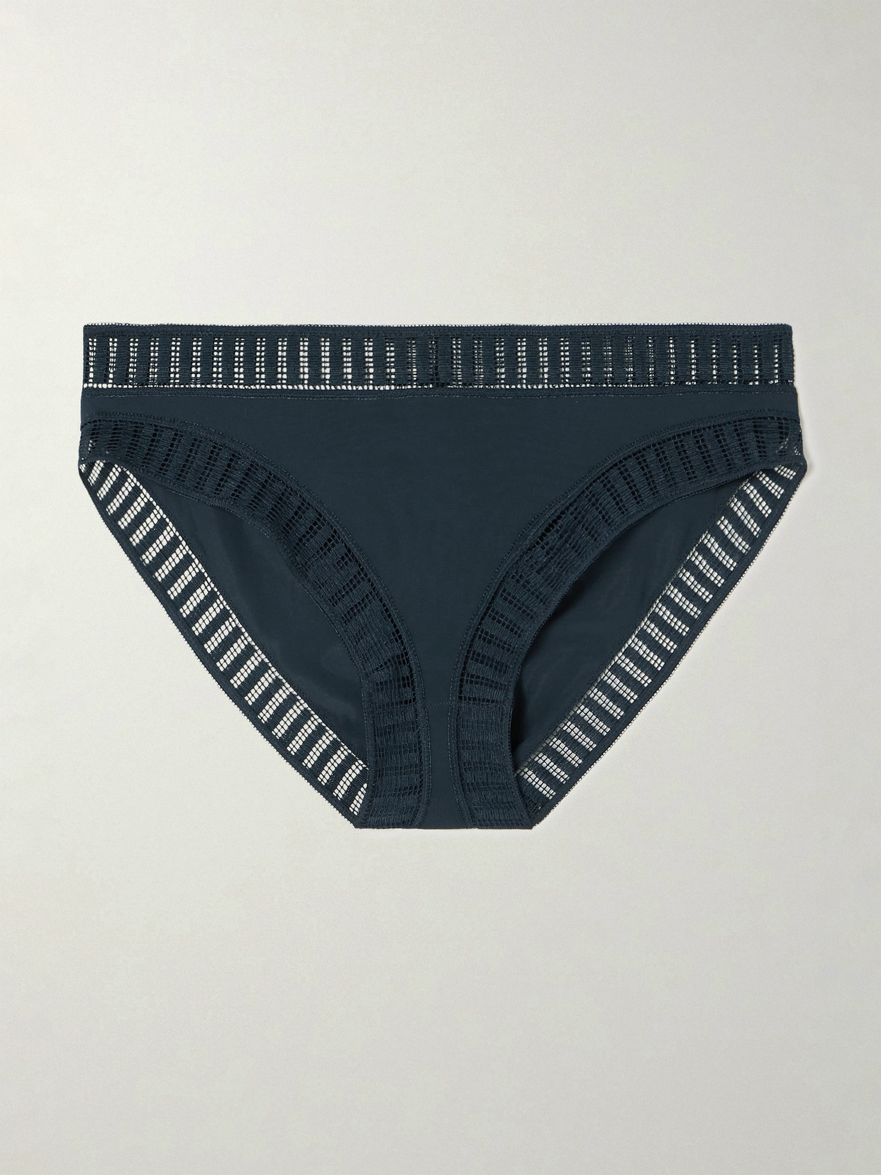 Eres Jacky Lace-trimmed Stretch-jersey Briefs In Blue