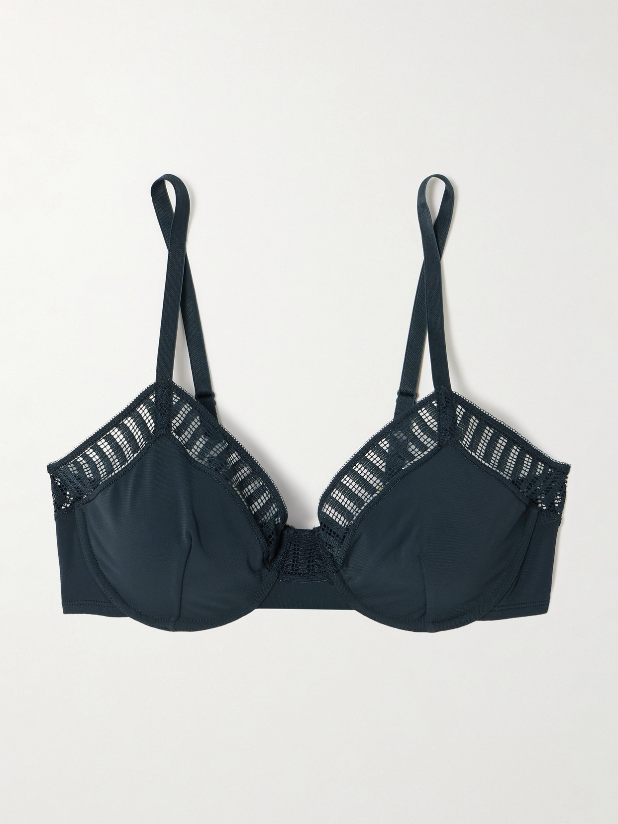 Eres Paulette Lace-trimmed Stretch-jersey Underwired Bra In Blue