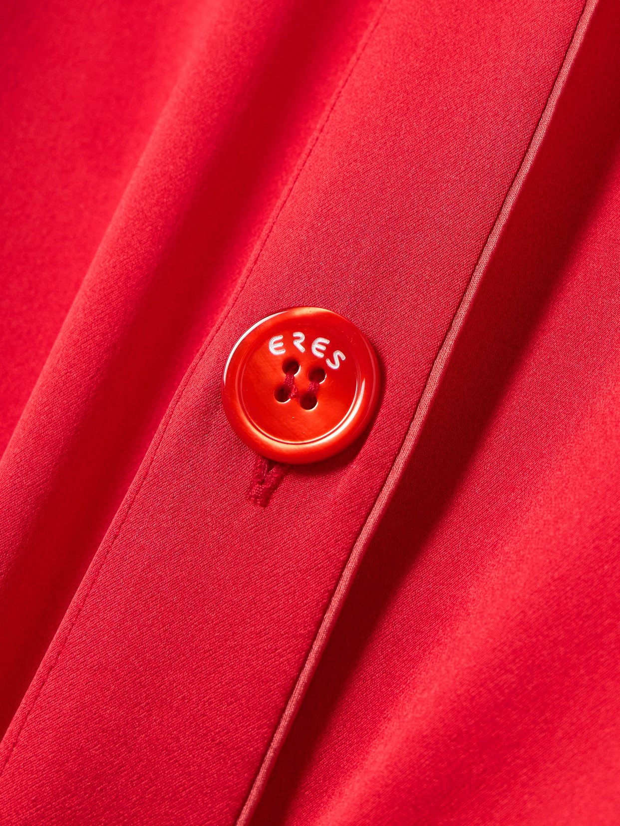 Eres Colorama Piped Silk-satin Pajama Shirt In Red