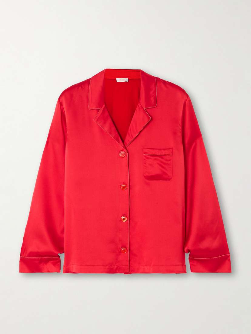 Eres Convive Piped Silk-satin Pajama Shirt