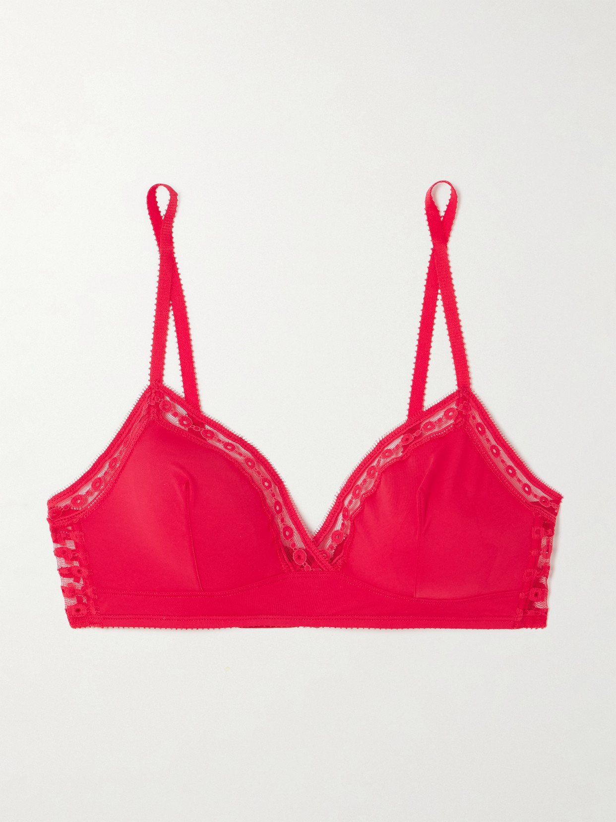 Eres Bubble Rituel Lace-trimmed Stretch-jersey Soft-cup Triangle Bra In Red