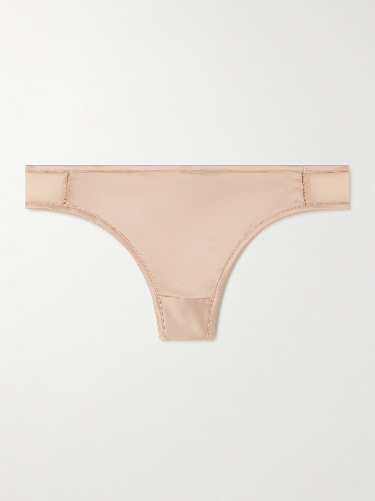 Eres Tulle-trimmed Silk-satin Thong In Pink