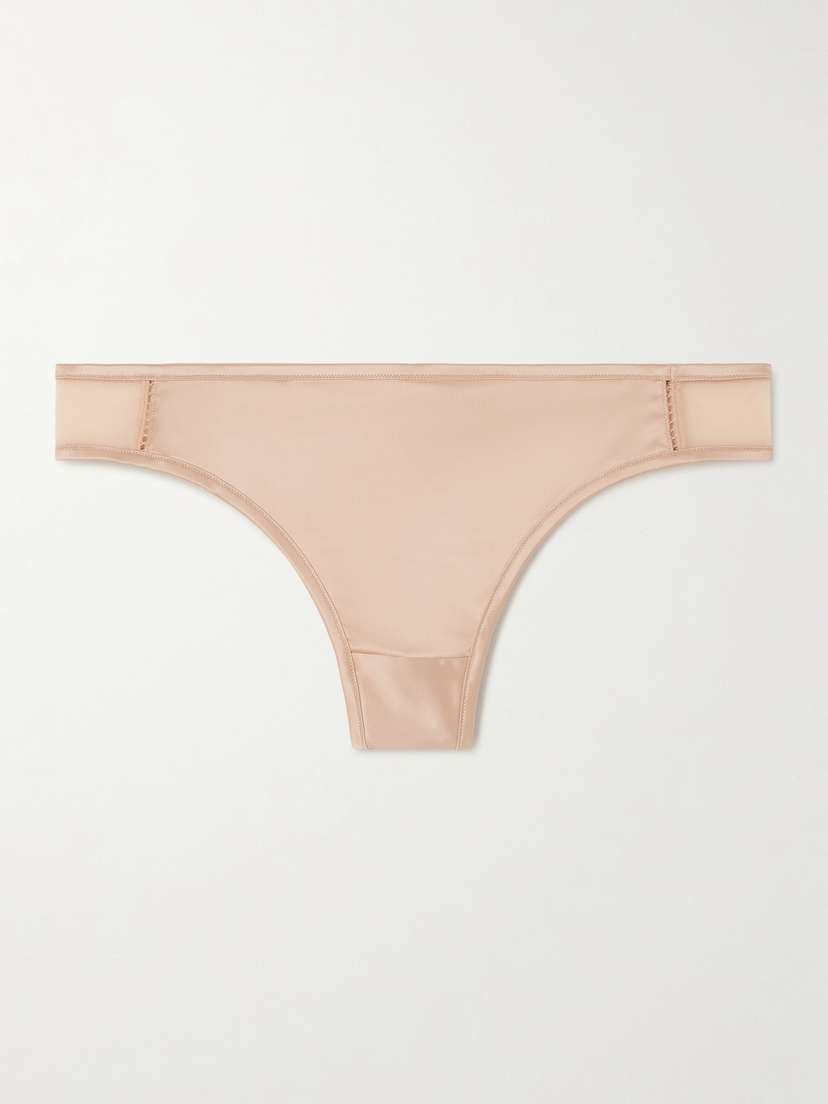 Eres Splendide Tulle-trimmed Silk-satin Thong