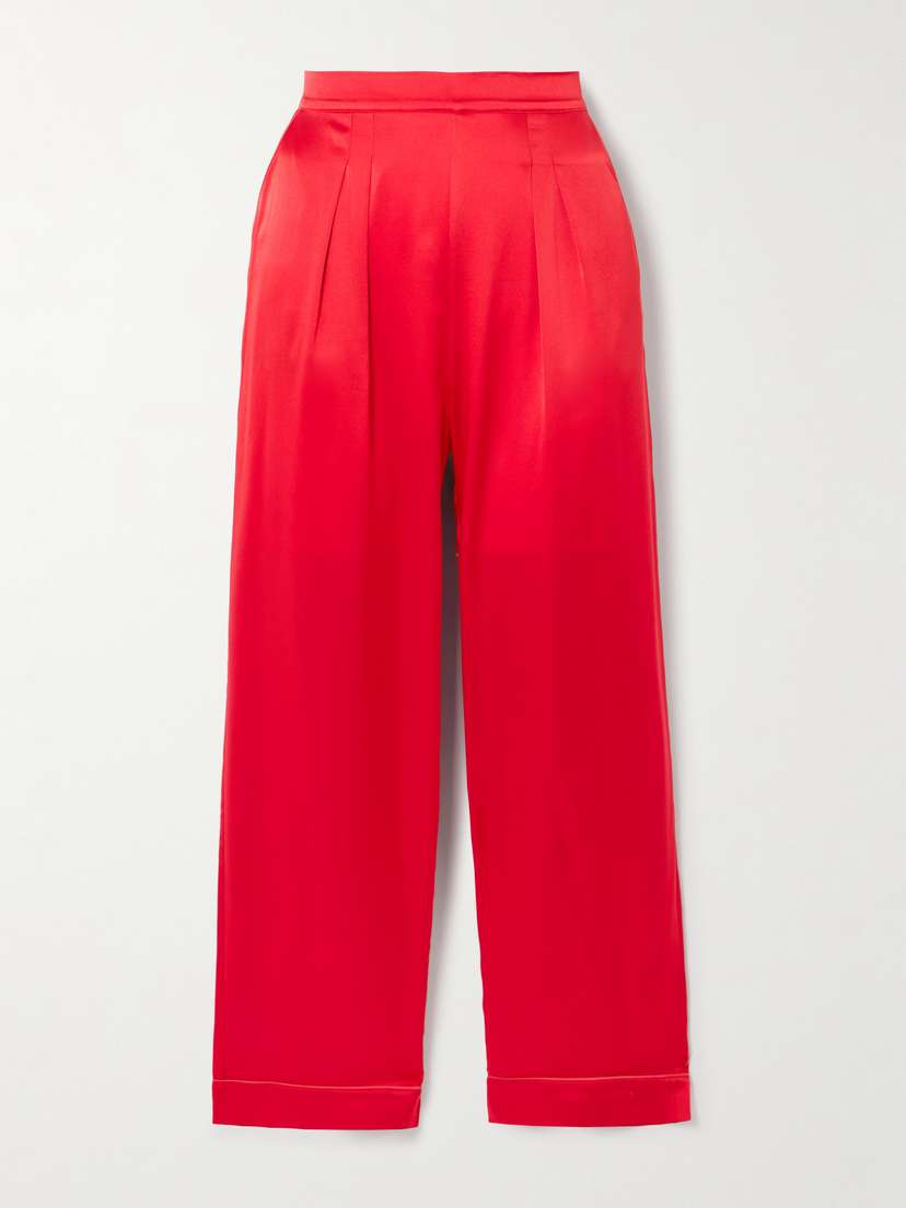 Eres Mondain Piped Pleated Silk-satin Pajama Pants
