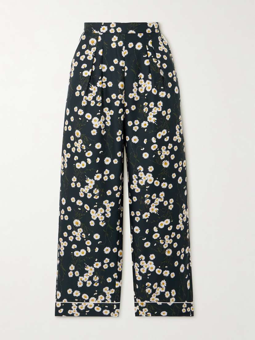 Eres Romance Beaucoup Piped Floral-print Cotton And Silk-blend Pajama Pants