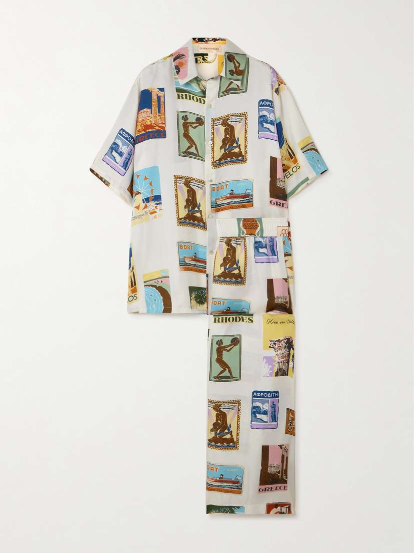 Olivia von Halle Alabama Printed Silk Pajamas - x large