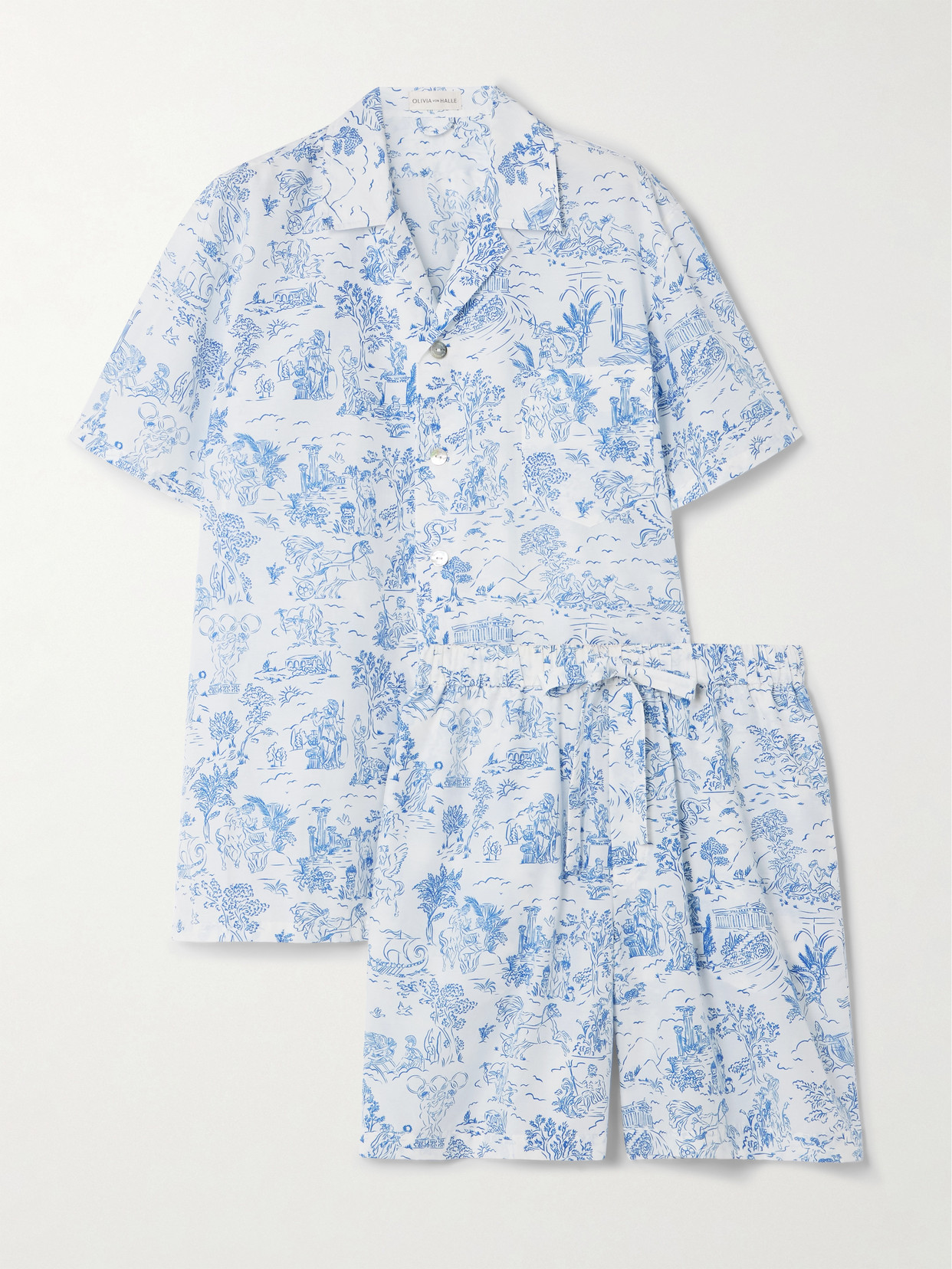 Olivia von Halle - Emeli Printed Cotton-blend Voile Pajamas - White