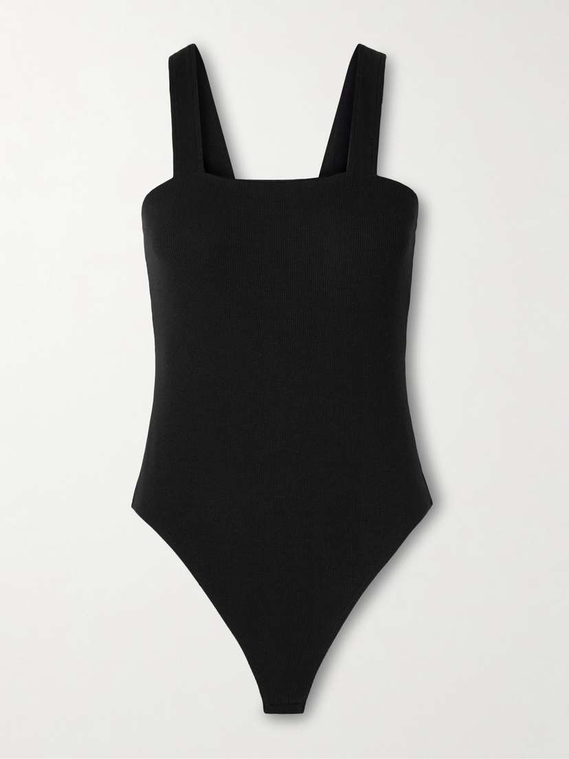 Skin Narcisse Ribbed Stretch-pima Cotton And Modal-blend Thong Bodysuit