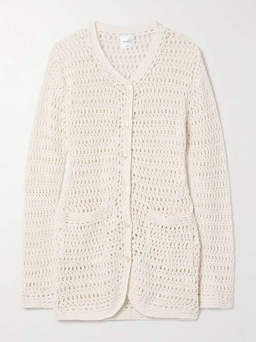 LESET Lucy Crocheted Cotton Cardigan