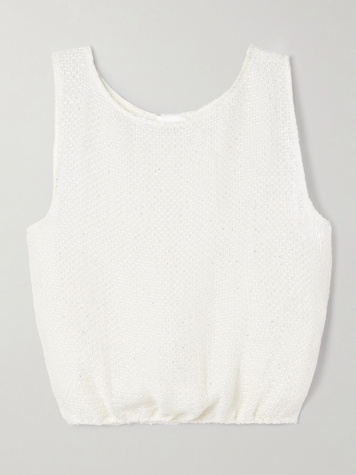 LESET - Stella Sequin-embellished Linen-blend Gauze Top - White