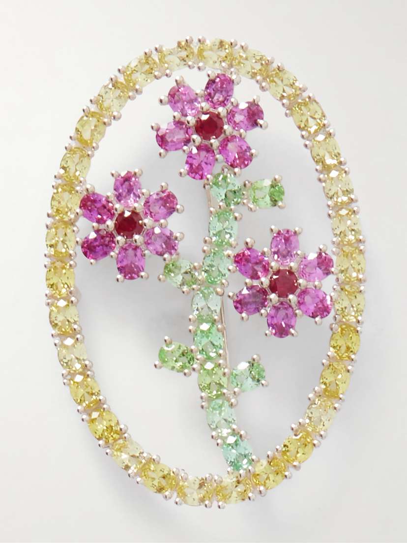 Bleue Burnham Spring Wonder Sterling Silver Laboratory-grown Sapphire Brooch