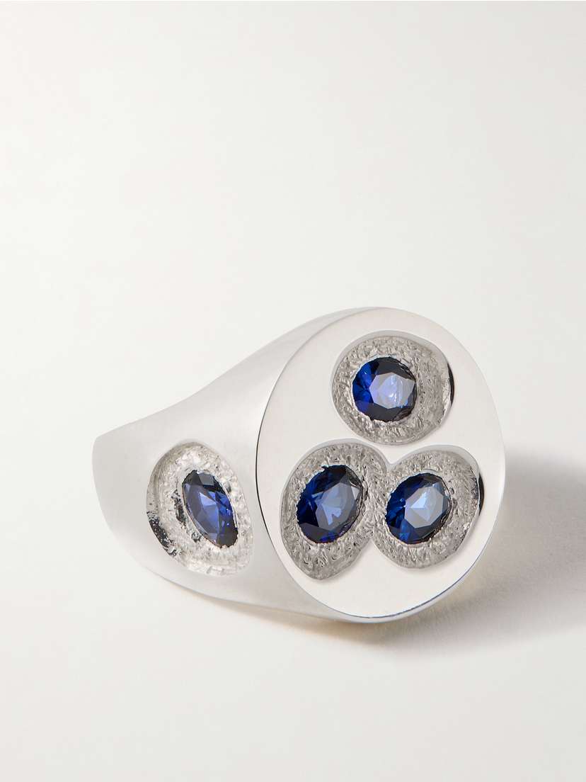 Bleue Burnham Chloroplast Recycled Silver And Laboratory-grown Sapphire Ring