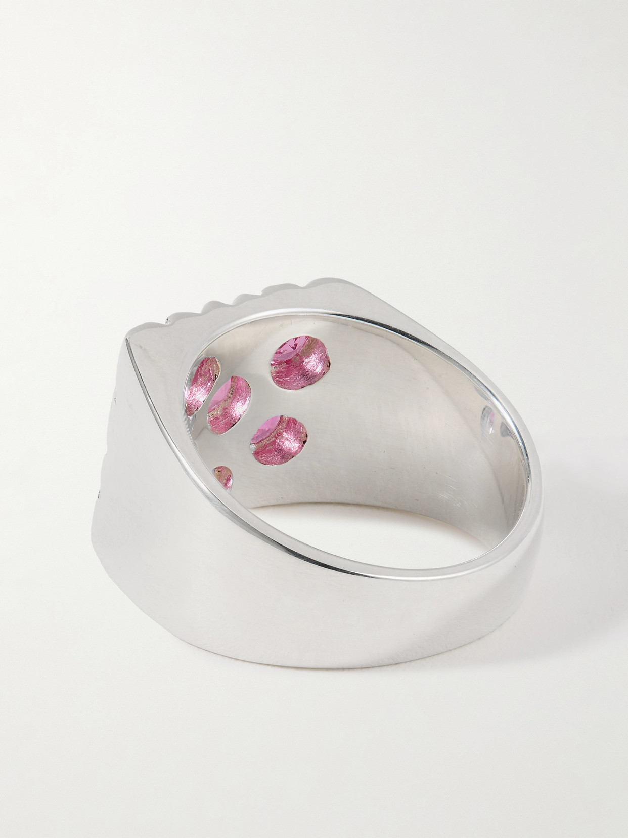 Bleue Burnham Mini Rose Garden Recycled Sterling Silver Laboratory-grown Sapphire Signet Ring In Silver