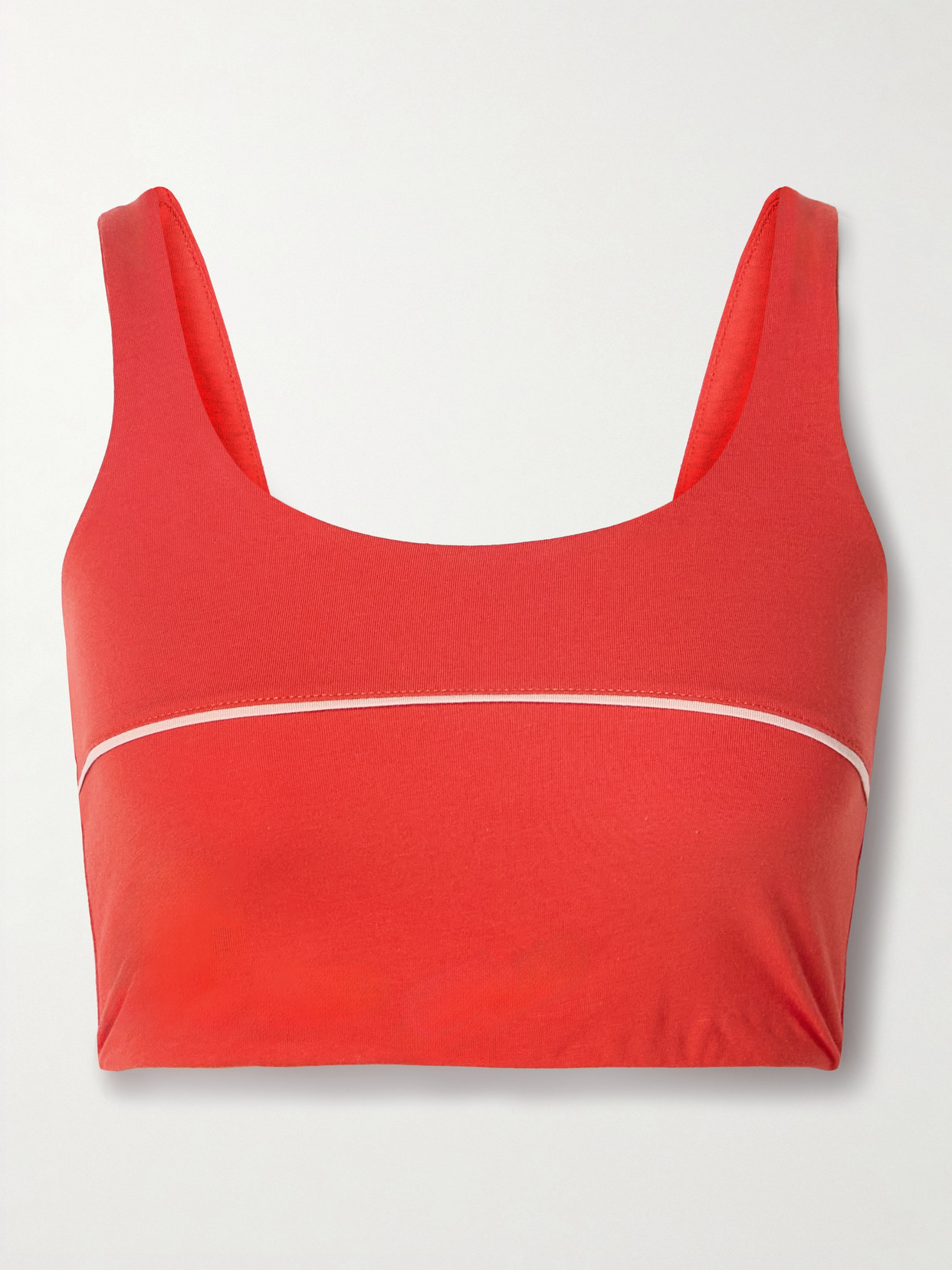 Skin Eris Striped Stretch Organic Pima Cotton-jersey Sports Bra In Red