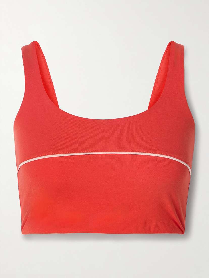 Skin Eris Striped Stretch Organic Pima Cotton-jersey Sports Bra