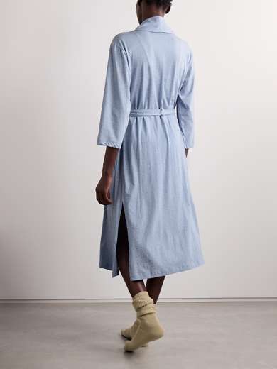 Light blue Carina organic Pima cotton-jersey robe | SKIN | NET-A-PORTER