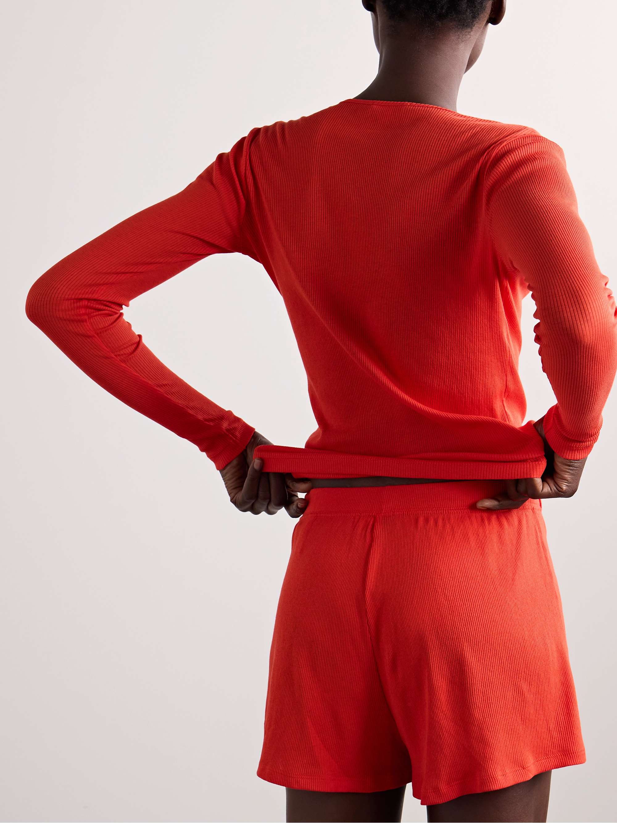 SKIN Rayne Regan ribbed Pima cotton-jersey pajama set