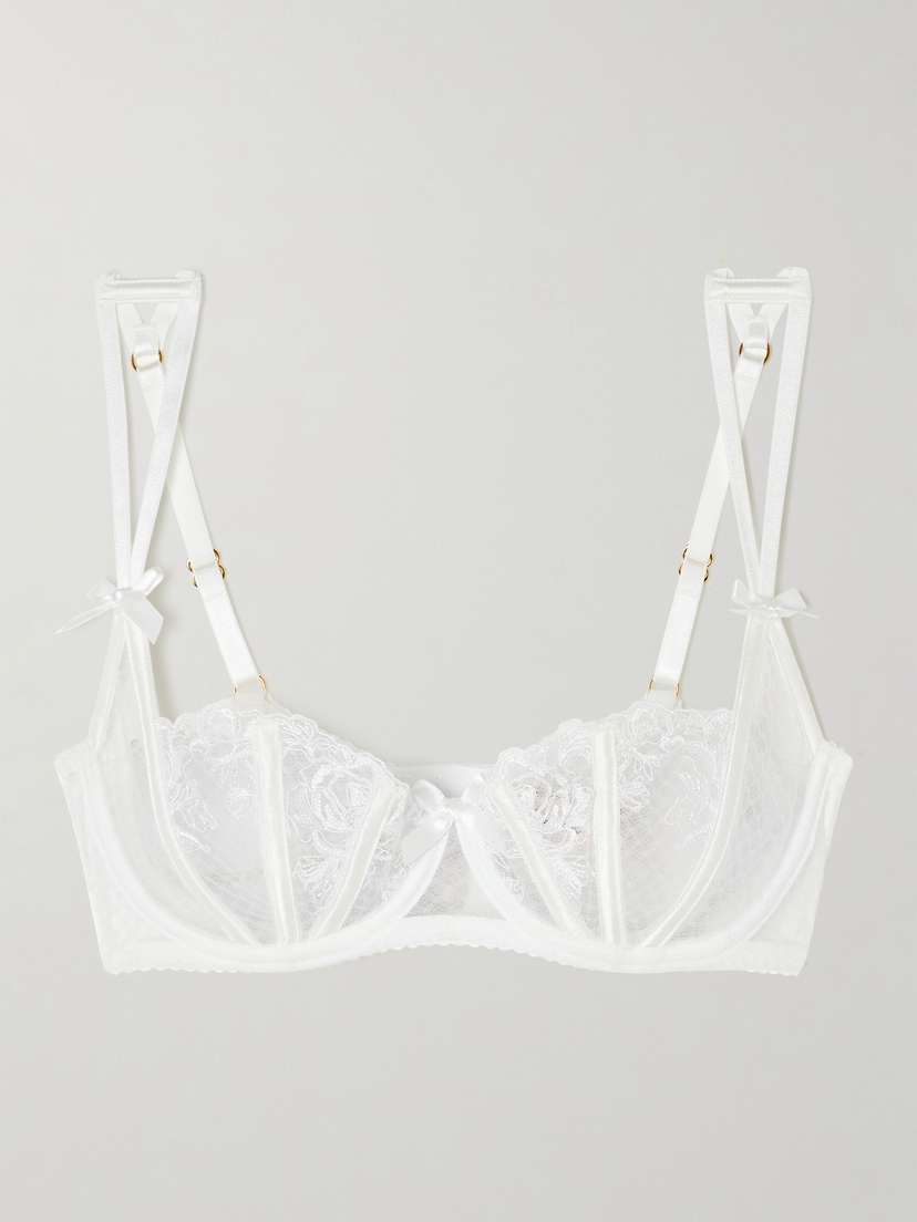 Agent Provocateur Rosia Embroidered Lace, Tulle And Satin Underwired Balconette Bra