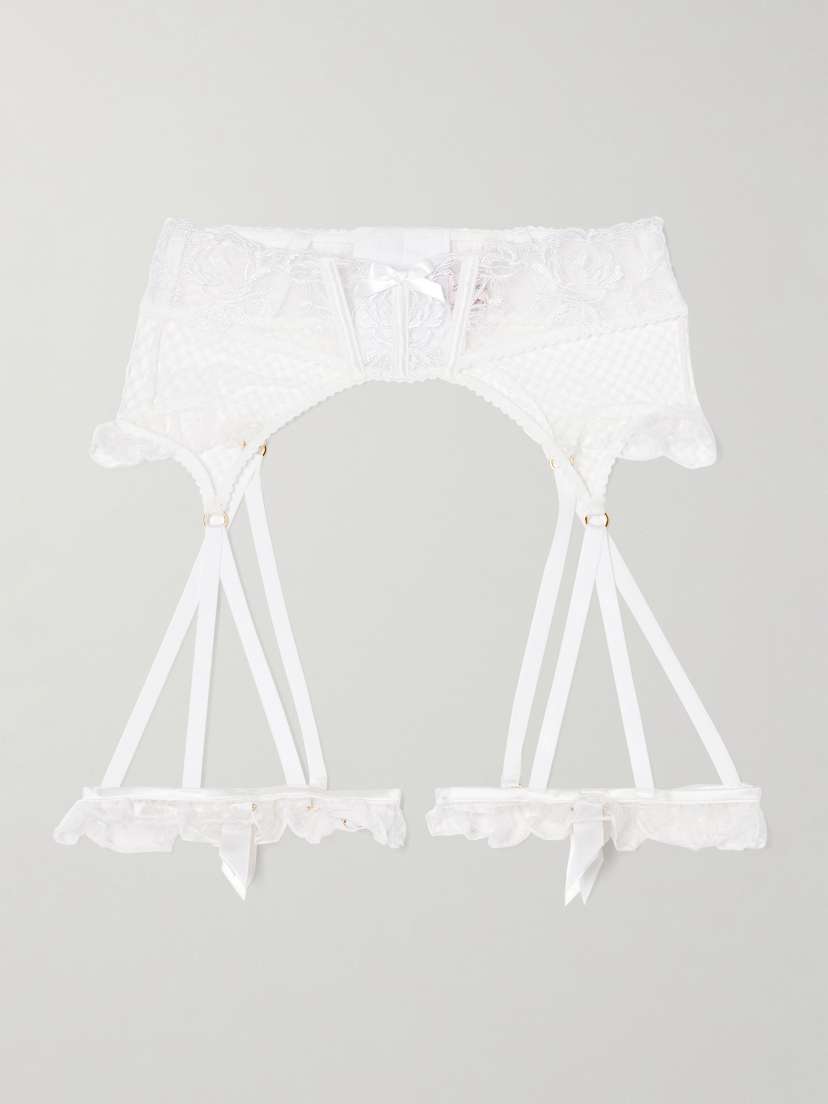 Agent Provocateur Rosia Embroidered Lace, Tulle And Satin Suspender Belt