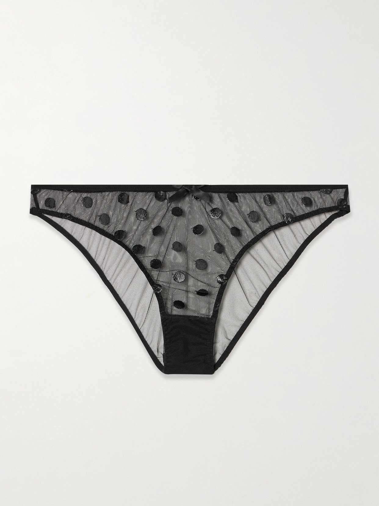 Agent Provocateur Camsen Embroidered Polka-dot Tulle Briefs In Black