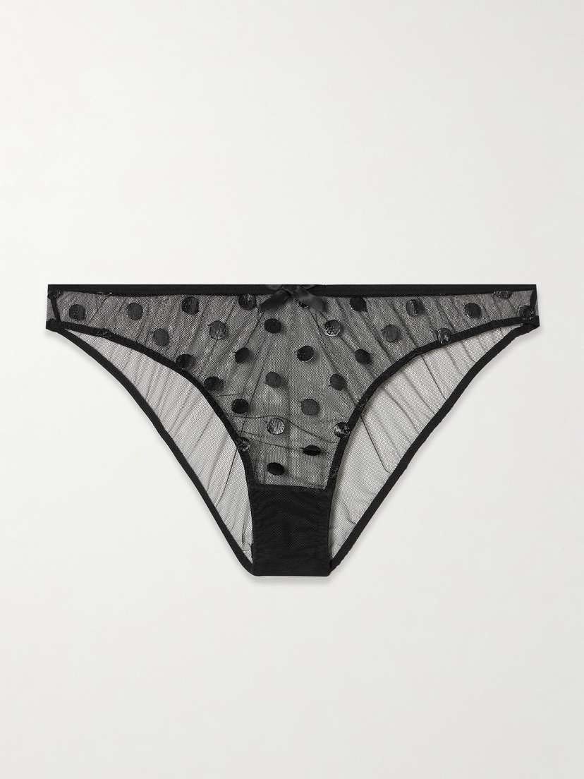 Agent Provocateur Camsen Embroidered Polka-dot Tulle Briefs