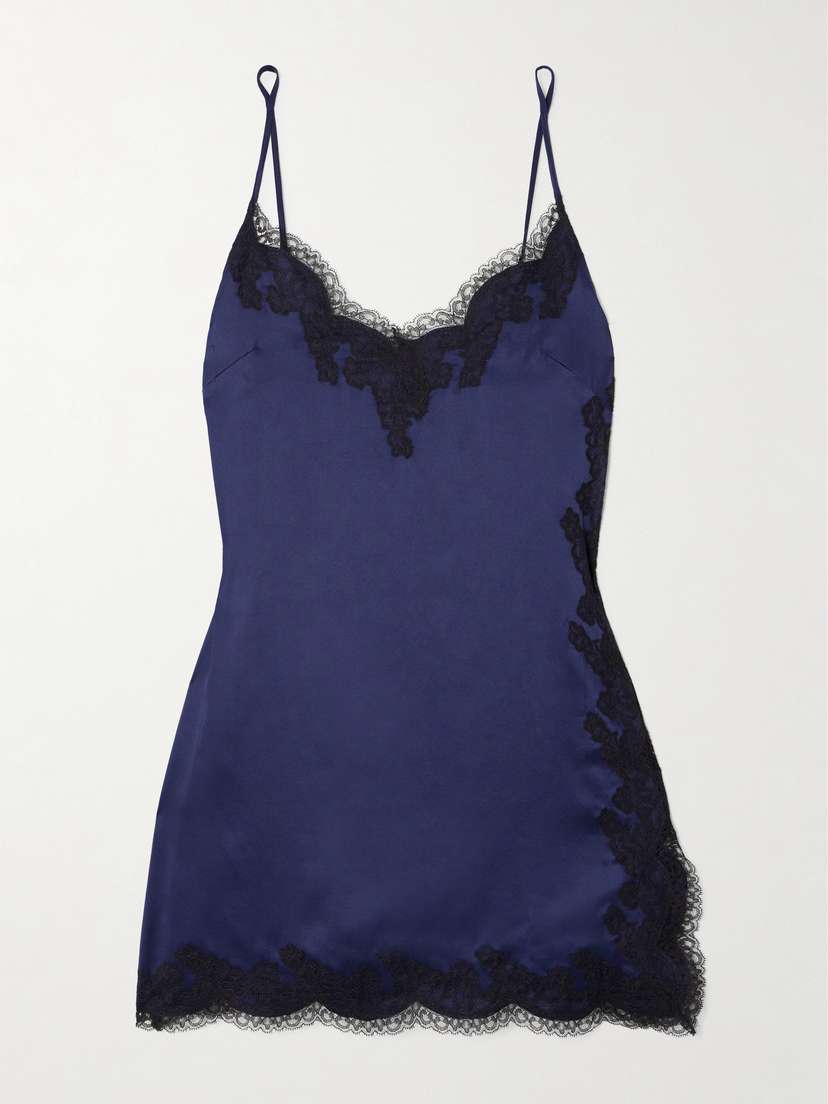 Agent Provocateur Amelea Lace-trimmed Silk-blend Satin Chemise