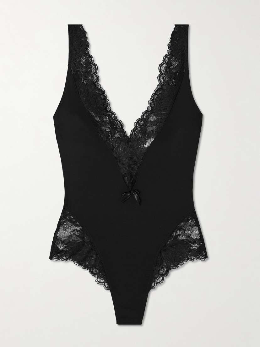 Agent Provocateur Casia Lace-trimmed Stretch-modal Bodysuit
