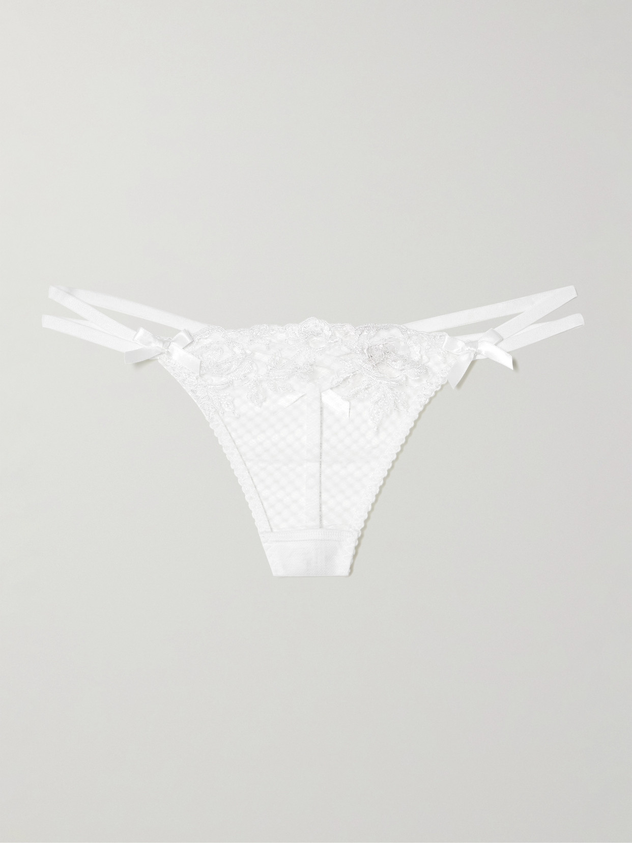 Agent Provocateur - Rosia Satin-trimmed Embroidered Lace Thong - White